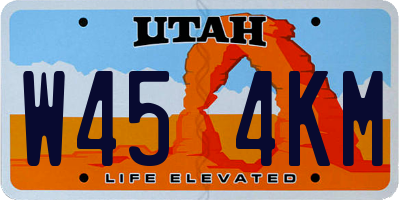 UT license plate W454KM