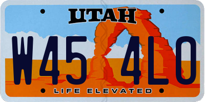 UT license plate W454LO