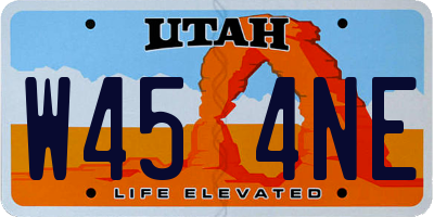 UT license plate W454NE