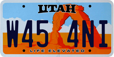 UT license plate W454NI
