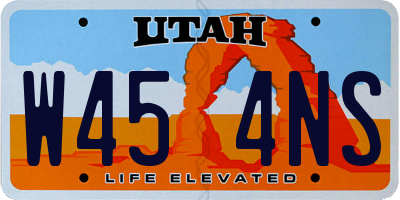UT license plate W454NS
