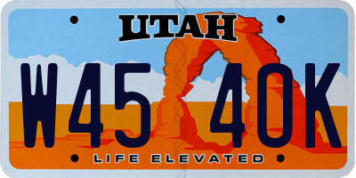 UT license plate W454OK