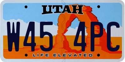 UT license plate W454PC