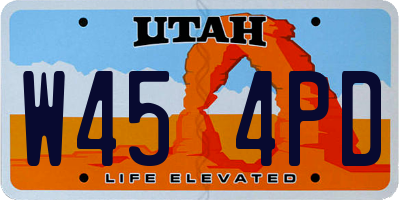 UT license plate W454PD