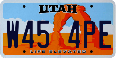 UT license plate W454PE