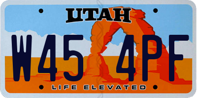 UT license plate W454PF