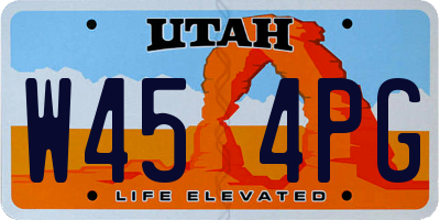 UT license plate W454PG