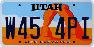 UT license plate W454PI