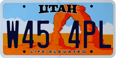 UT license plate W454PL