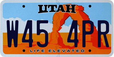 UT license plate W454PR