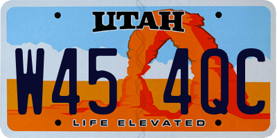 UT license plate W454QC