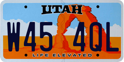 UT license plate W454QL