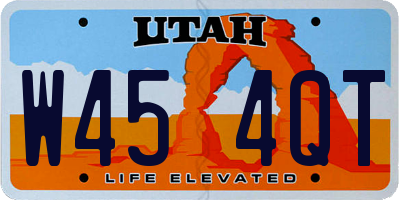 UT license plate W454QT