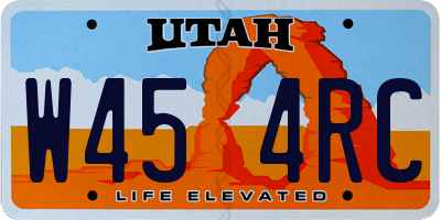 UT license plate W454RC