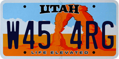 UT license plate W454RG