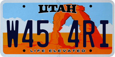 UT license plate W454RI