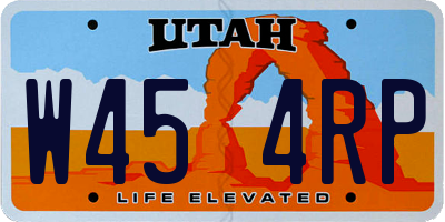 UT license plate W454RP