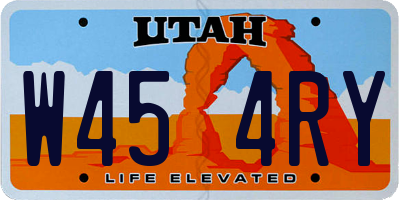 UT license plate W454RY