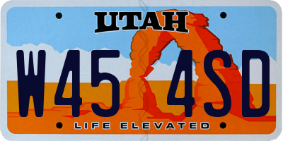 UT license plate W454SD