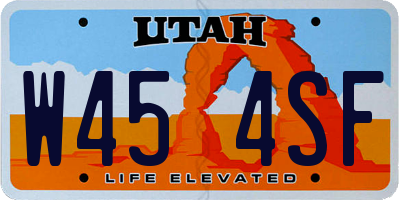 UT license plate W454SF