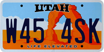 UT license plate W454SK