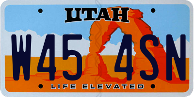 UT license plate W454SN