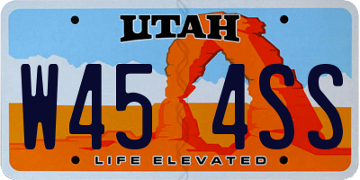 UT license plate W454SS