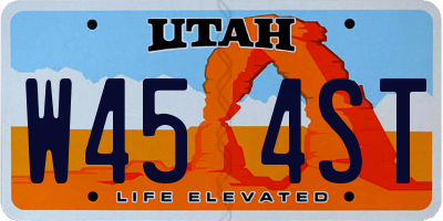 UT license plate W454ST