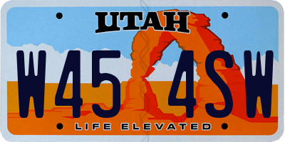 UT license plate W454SW