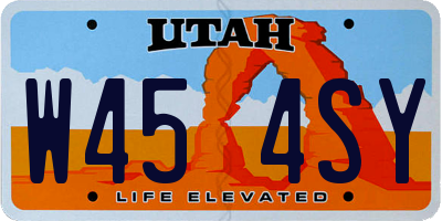 UT license plate W454SY