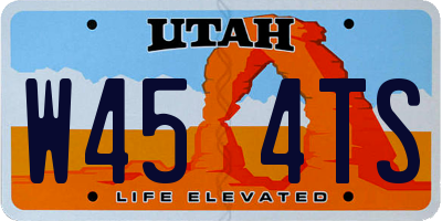 UT license plate W454TS
