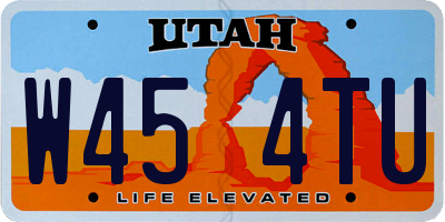 UT license plate W454TU