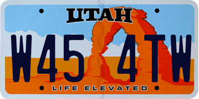 UT license plate W454TW
