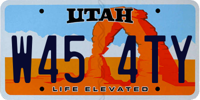 UT license plate W454TY