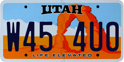 UT license plate W454UO