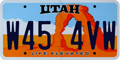 UT license plate W454VW