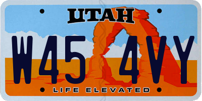 UT license plate W454VY