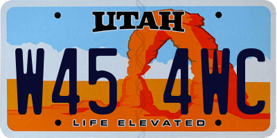 UT license plate W454WC