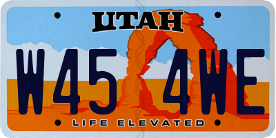 UT license plate W454WE