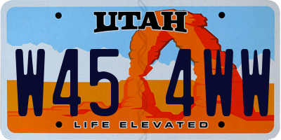 UT license plate W454WW