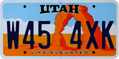 UT license plate W454XK