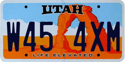 UT license plate W454XM
