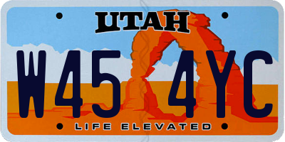 UT license plate W454YC