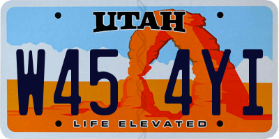 UT license plate W454YI