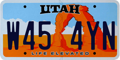 UT license plate W454YN