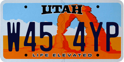 UT license plate W454YP