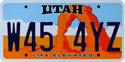 UT license plate W454YZ