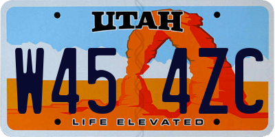 UT license plate W454ZC