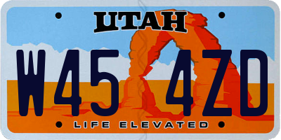 UT license plate W454ZD