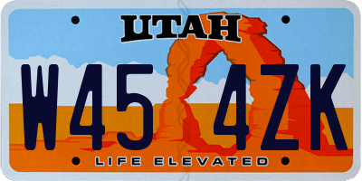 UT license plate W454ZK